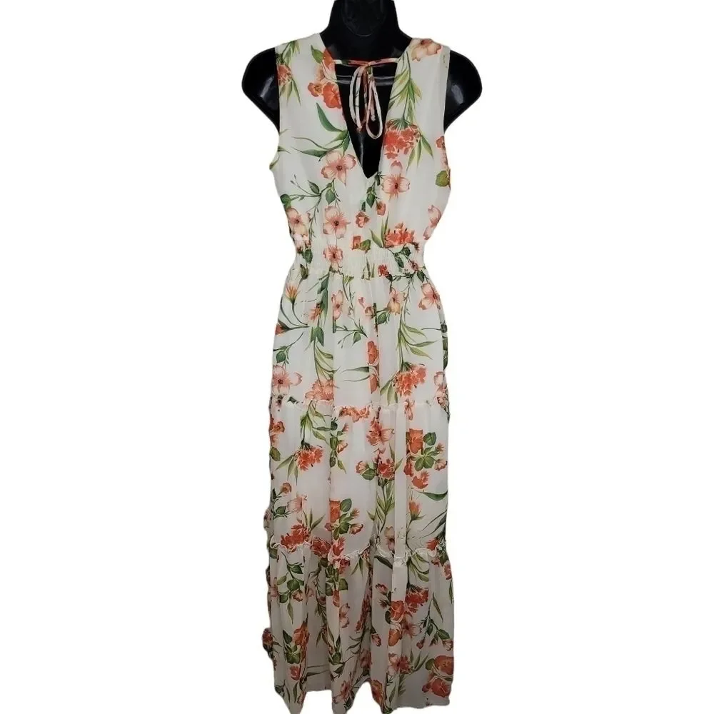 Kate and Lily sleeveless floral chiffon tiered maxi dress size 6 - Picture 2 of 8